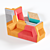 

10-Seater OM Sofa: Stylish Origami Design 3D model small image 2