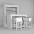 Compact Mini Bar with 2 Stools 3D model small image 2