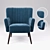 Elegant Velvet Armchair 3D model small image 2