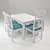 Expandable White Table with Chair Set 3D model small image 1