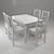 Expandable White Table with Chair Set 3D model small image 2