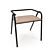 Sleek Steel Oak Hurdle Chair 3D model small image 2