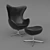 Title: Arne Jacobsen Leather Egg Chair & Ottoman 3D model small image 2