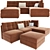 Modern Long Sectional Sofa Set 3D model small image 1