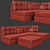 Modern Long Sectional Sofa Set 3D model small image 3