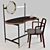 Porada Ninfea & Rosita: Walnut Desk/Dressing Table with Brass Details and Fabric Chair 3D model small image 1