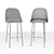 Aleta Bar Stool: Sleek Design, Superior Comfort 3D model small image 3