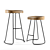 Retro Revival Oak & Iron Stools 3D model small image 1