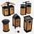 Rustic Outdoor Wood Trash Bins 3D model small image 1