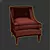 Elegant Velvet Armchair 3D model small image 3