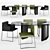 Modern Minotti Wedge Table & Flynt Stool 3D model small image 1