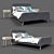 Elegant UK Bed Frame and Bedside Table Set 3D model small image 1