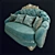 Elegant Floral Carved Wooden Sofa 3D model small image 3