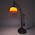 Elegant Steel and Amber Glass Table Lamp 3D model small image 2