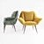 Elegant Velvet Armchair 3D model small image 2