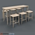 Stylish Oak Stool & Table 3D model small image 1