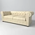 Elegant Cream Leather Sofa 3D model small image 1