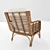 Square Rattan Chair with Cushions 3D model small image 2