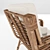 Square Rattan Chair with Cushions 3D model small image 3