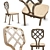 Oak & Beige Leather Tennis Chair 3D model small image 2