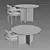 Balmain Aluminum Dining Table & Armchair 3D model small image 3