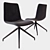 Sleek Leipzig Chair: Black Velvet & Metal 3D model small image 1