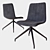 Sleek Leipzig Chair: Black Velvet & Metal 3D model small image 2