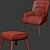 Elegant Shangri-La Milla Armchair & Ottoman 3D model small image 3