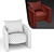 Luxurious Rachele Velvet Armchair 3D model small image 3