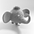 Cute Felt Grey Elephant Toy 3D model small image 1