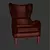 Elegant Bertita Wingback Chair 3D model small image 3