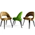 Modern Saarinen Wood Leg Side Chair 3D model small image 2