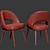 Modern Saarinen Wood Leg Side Chair 3D model small image 3