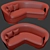 Sleek and Elegant Minotti Jacques Curved Sofa 3D model small image 2