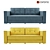 Menli Velvet Yellow Sofa 3D model small image 1