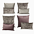 Luxury Velvet Oushak Cushions in FogWine 3D model small image 1