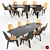 Sleek Poly Set: Table + Chairs 3D model small image 1