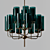 Elegant Brass & Blue Glass Chandelier 3D model small image 1