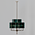 Elegant Brass & Blue Glass Chandelier 3D model small image 3