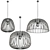 Natural Wood Pendant Lights Set 3D model small image 2