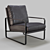 Sleek Leather Armchair with Steel Frame 3D model small image 1