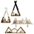 Trendy Teepee Shelves for Kids: Ethnic-inspired Wooden Wall Decor 3D model small image 1