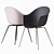 Sleek Bat Dining Chair - Metal Base 3D model small image 1