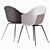 Sleek Bat Dining Chair - Metal Base 3D model small image 2