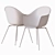 Sleek Bat Dining Chair - Metal Base 3D model small image 3