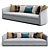 Modern 2-Seater Sofa: 2600mm length, 920mm width, 745mm height 3D model small image 1