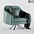 Luxury Green Velvet Armchair 3D model small image 1