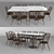 Modern Wood and Marble Dining Set 3D model small image 1