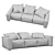 Luxury Genuine Leather Sofa 3D model small image 3