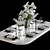 Table Set with Flower Bouquets  Elegant Floral Decor 3D model small image 1